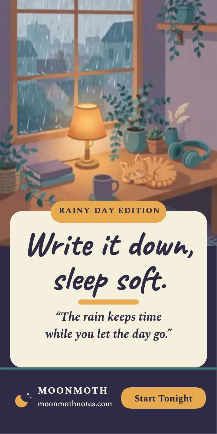 Moonmoth rainy nook bedtime journal ad template