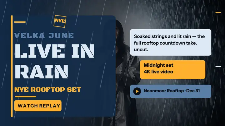Velka June live in rain NYE thumbnail template