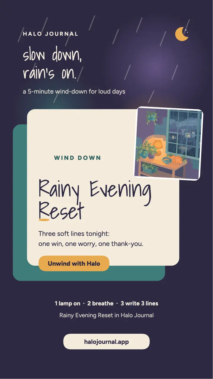 Rainy Evening Reset journal story template