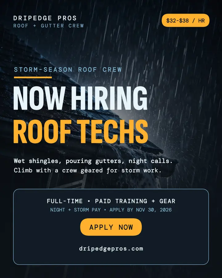 Dripedge Pros storm-season roof techs post template