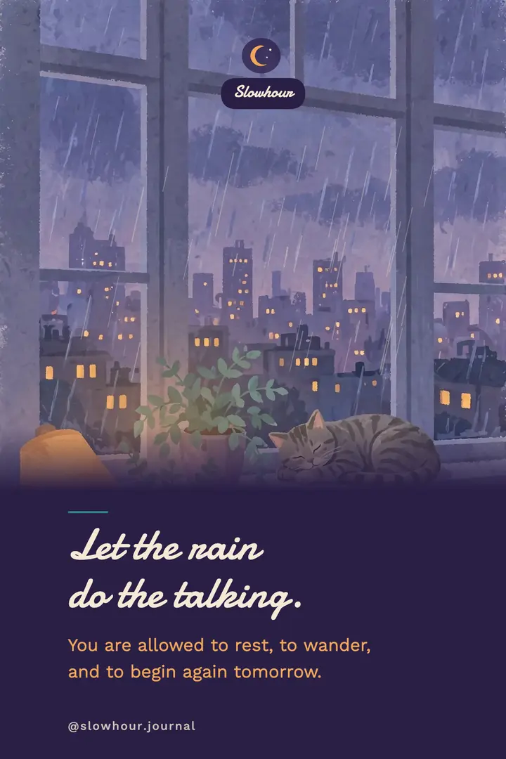 Rainy room rest affirmation lo-fi poster template