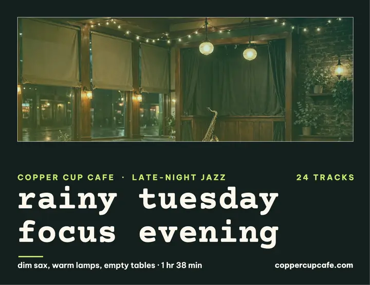 Rainy Tuesday focus evening jazz playlist template