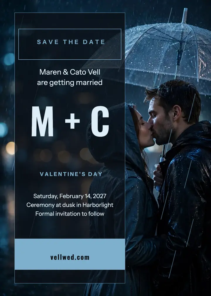 Rainy Valentine save the date, Maren and Cato template