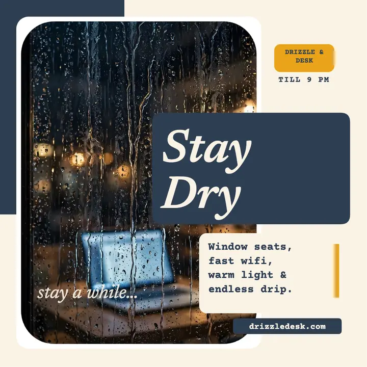 Drizzle and Desk rainy window work post template
