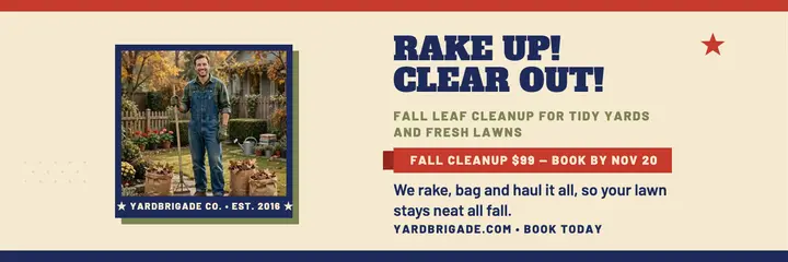 Rake up leaf cleanup header, Yardbrigade template