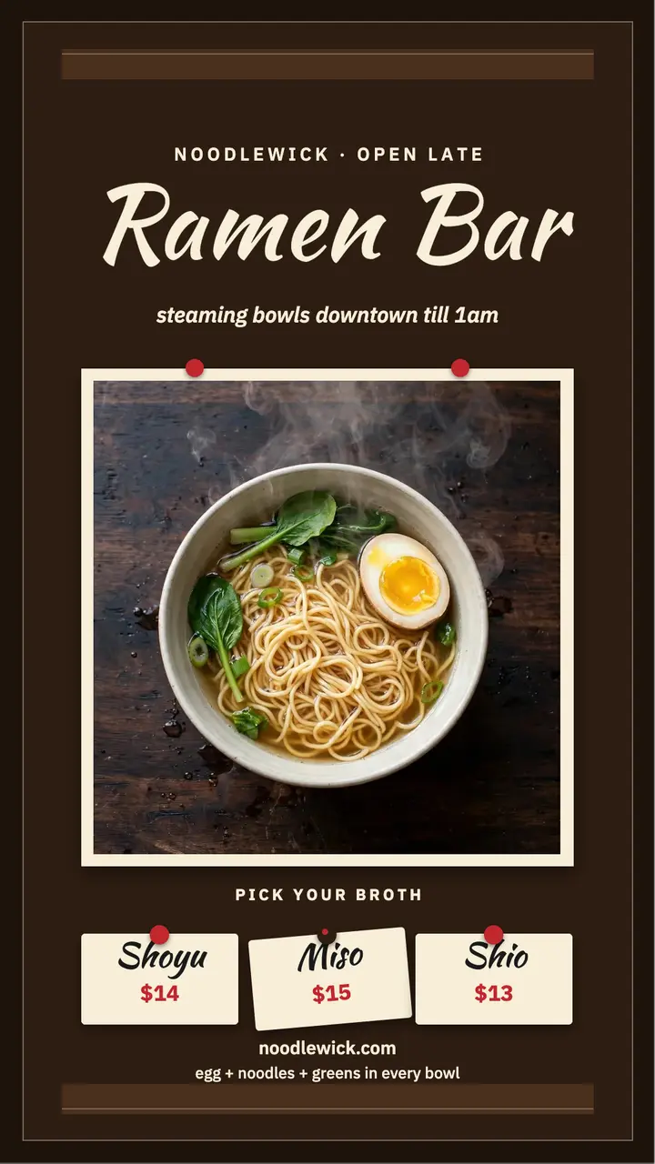 Noodlewick ramen bar strip menu template