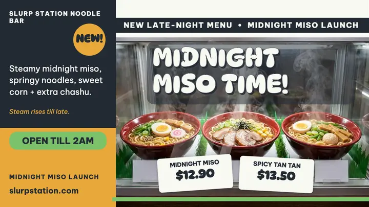 Slurp Station midnight miso launch thumbnail template