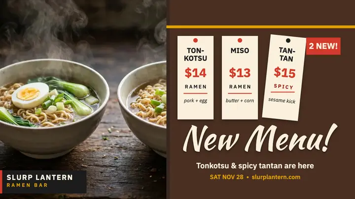 Slurp Lantern ramen menu launch thumbnail template