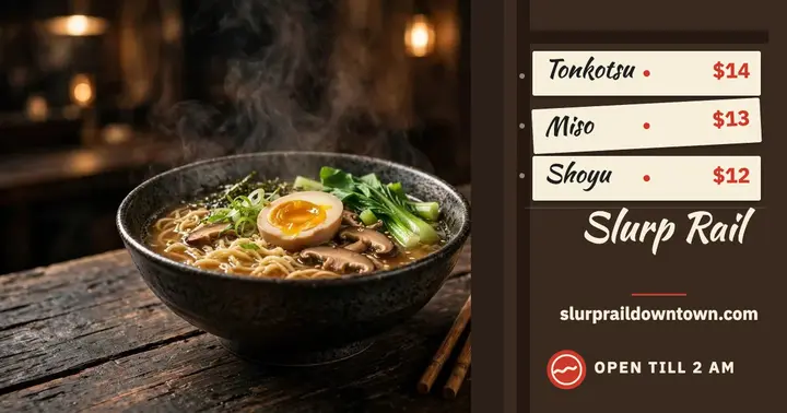 Slurp Rail ramen strip menu post template