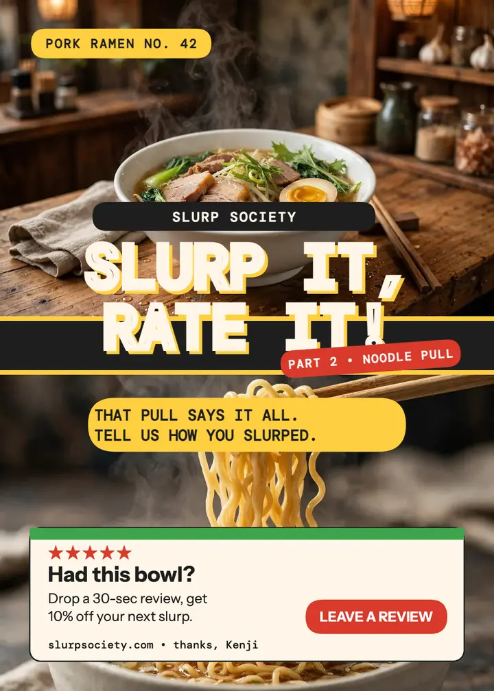 Slurp Society ramen review invite: ramen review invitation template