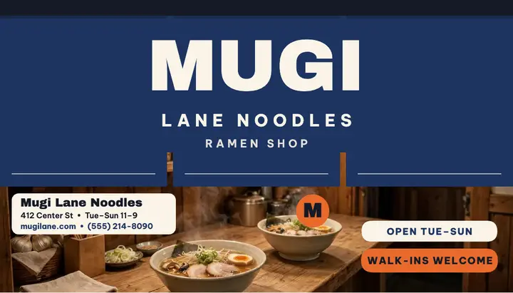Mugi Lane Noodles noren card template