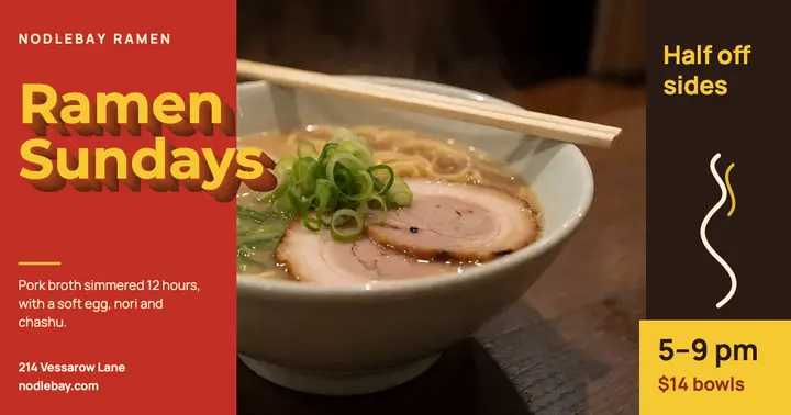 Ramen Sundays half off sides, extruded block type post template