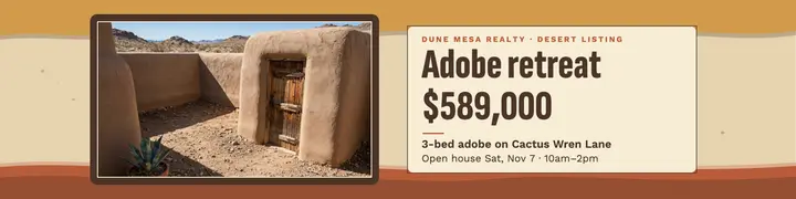 Dune Mesa adobe retreat banner template