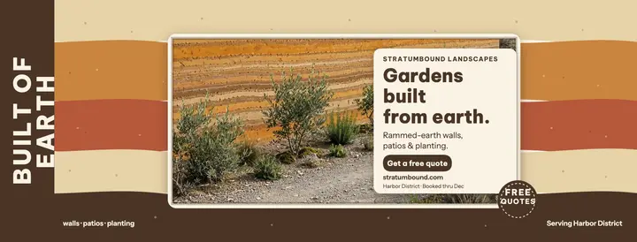 Stratumbound rammed-earth landscaper cover template