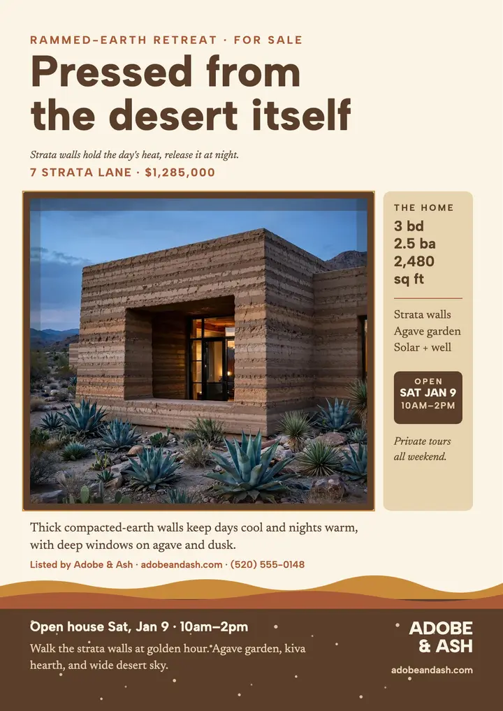 Strata Lane desert retreat flyer template