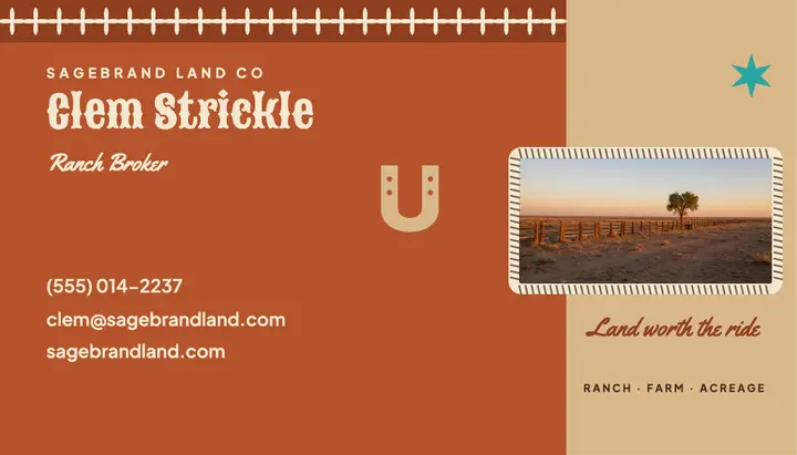 Sagebrand Land Co ranch broker business card template