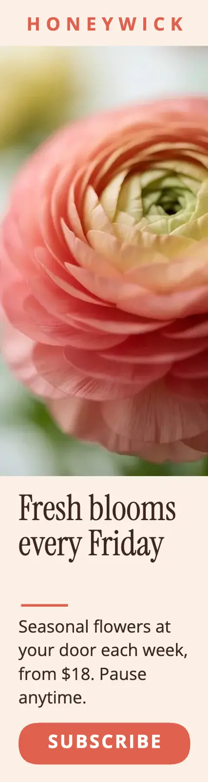 Honeywick Blooms weekly flowers skyscraper ad template