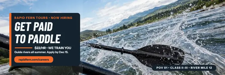 Rapid Fern Tours kayak guides hiring header: hiring header template