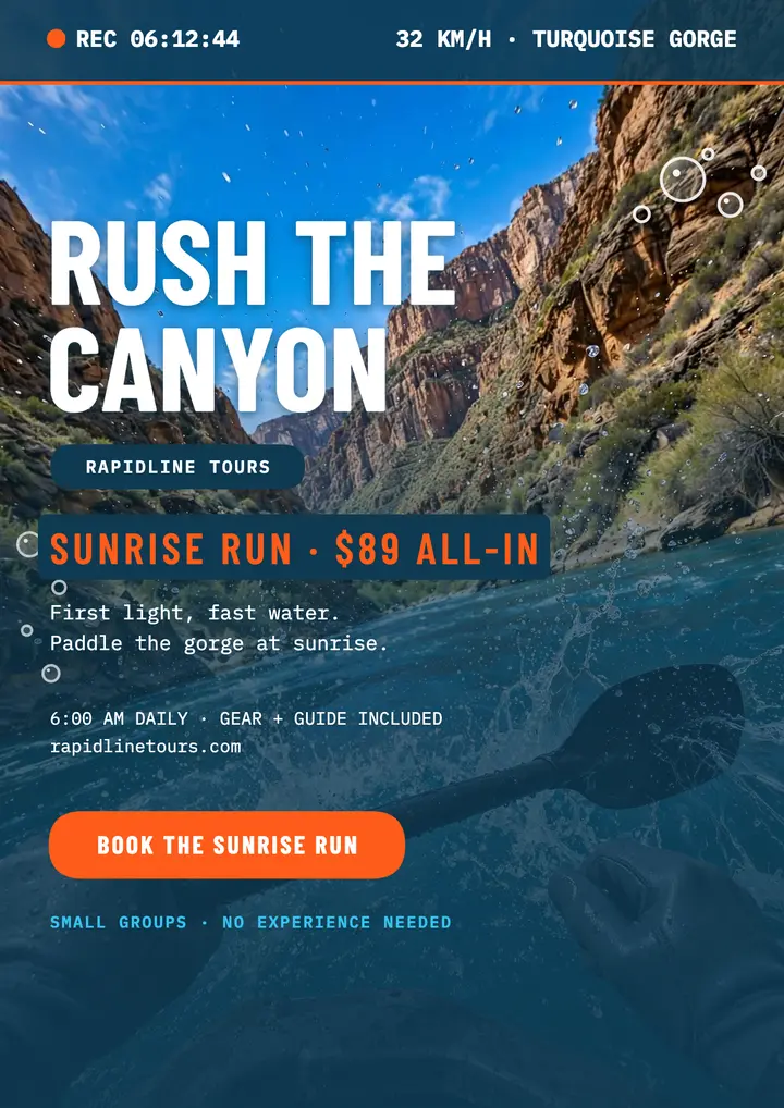 Rapidline sunrise kayak run flyer template