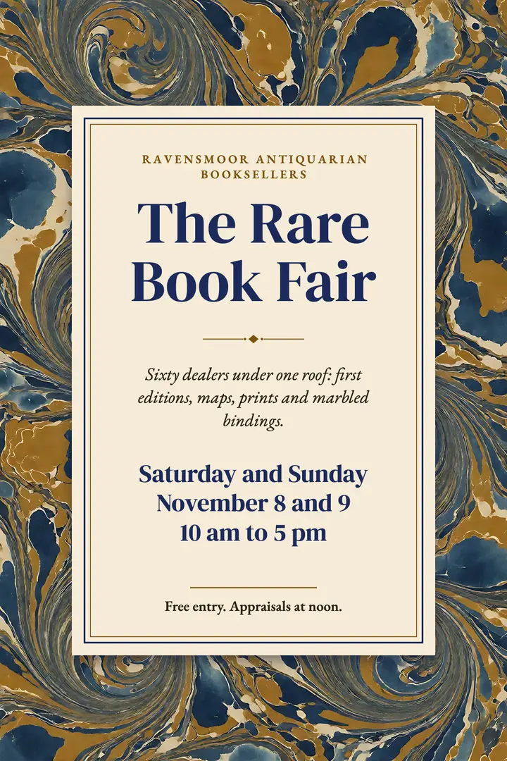 Rare book fair poster, marbled paper template