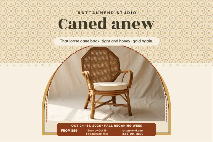 Rattanmend fall recaning postcard template