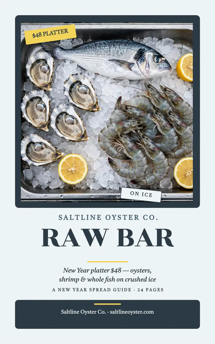 Saltline raw bar New Year ebook cover template