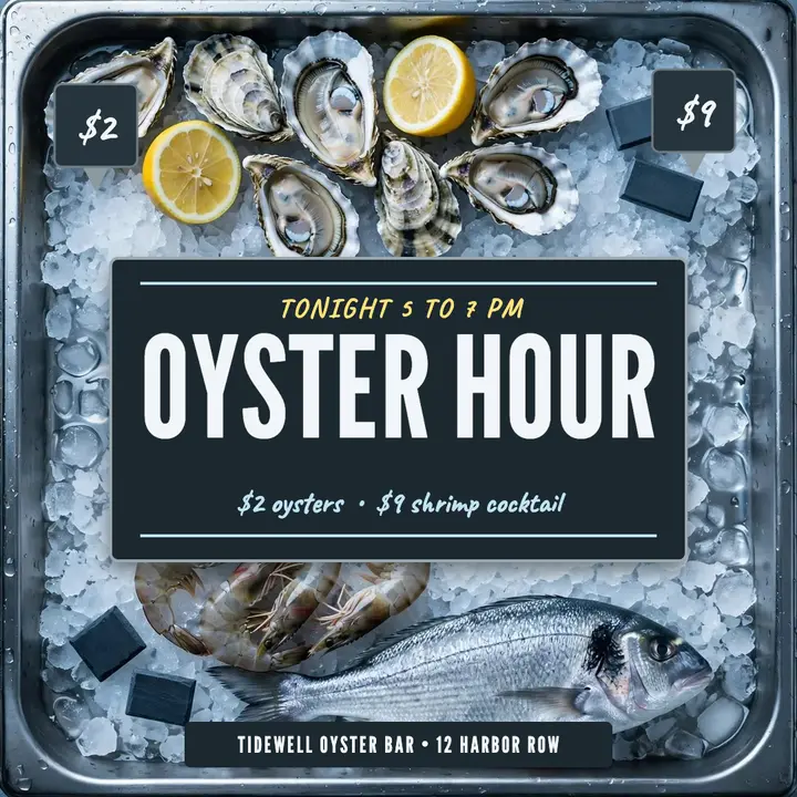 Oyster hour raw bar on ice template