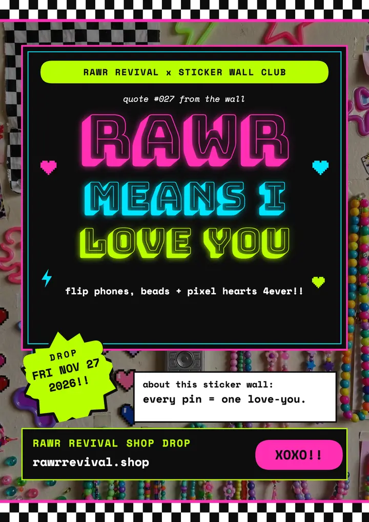 Rawr Revival sticker wall quote flyer template
