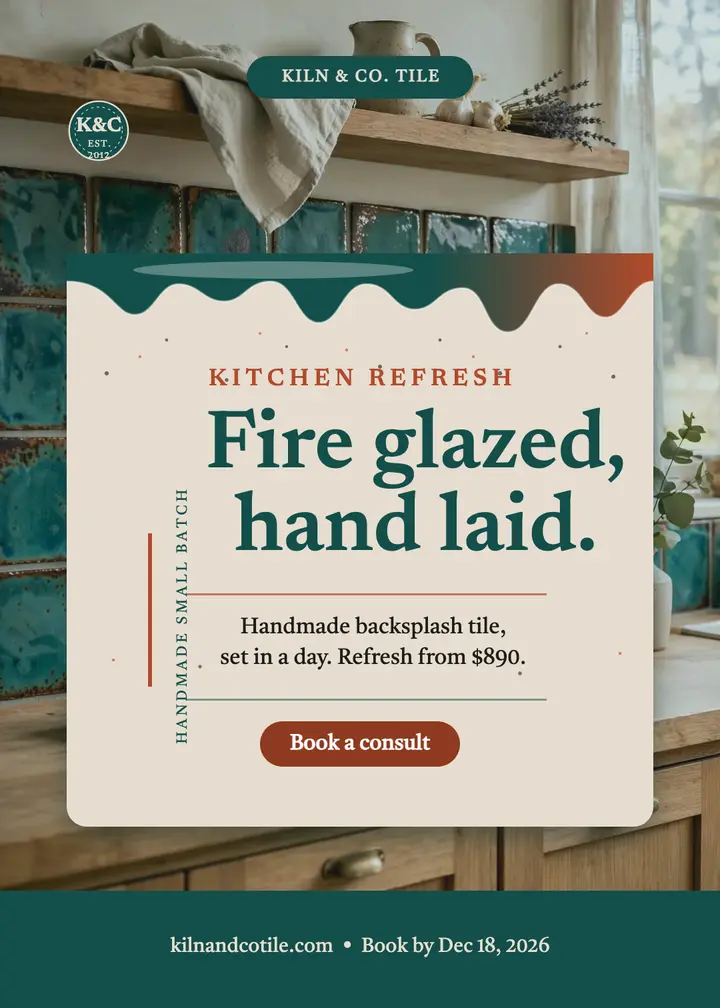 Kiln and Co kitchen tile refresh invite: tile installer invitation template