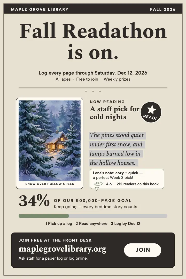 Maple Grove Fall Readathon e-reader poster template