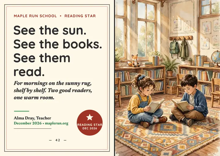 Maple Run reading star certificate template