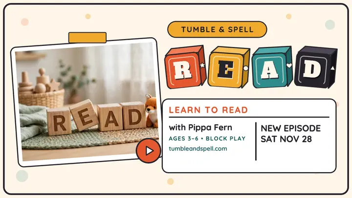 Tumble and Spell reading blocks thumbnail template