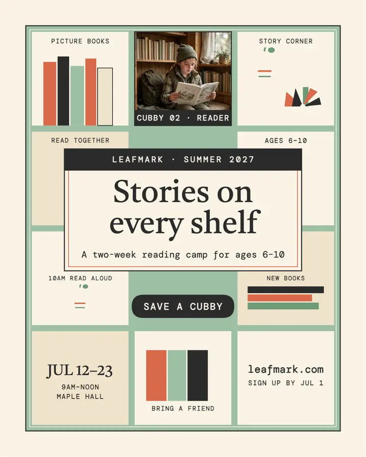 Leafmark reading camp shelf post template