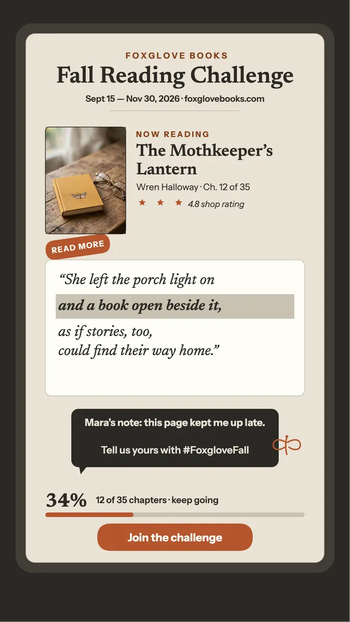Foxglove Fall Reading Challenge e-reader story template