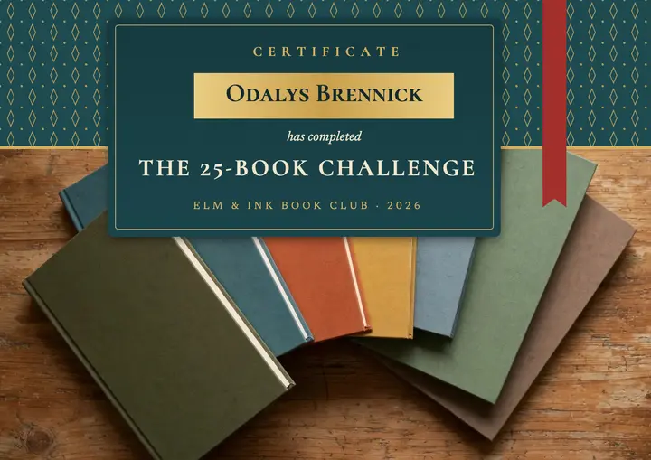 Reading challenge hardback certificate template