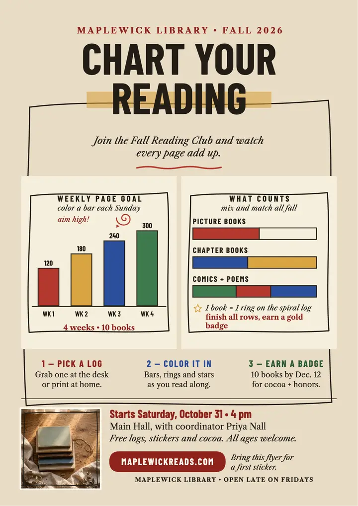 Maplewick Fall Reading Club chart flyer template