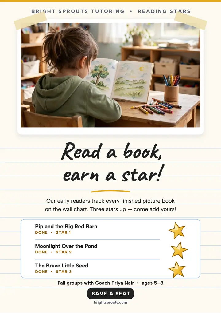 Reading Stars tutoring chart flyer template