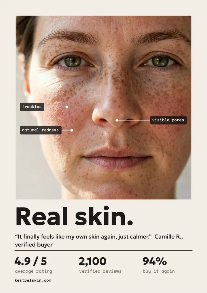 Kestrel Skin customer review flyer template