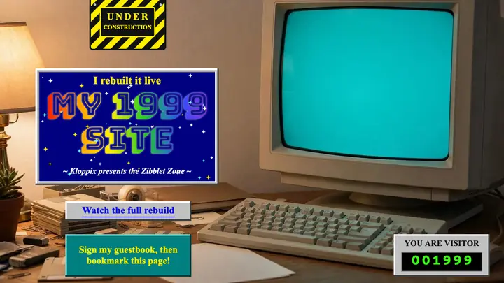 My 1999 Site rebuilt live, web 1.0 YouTube thumbnail template