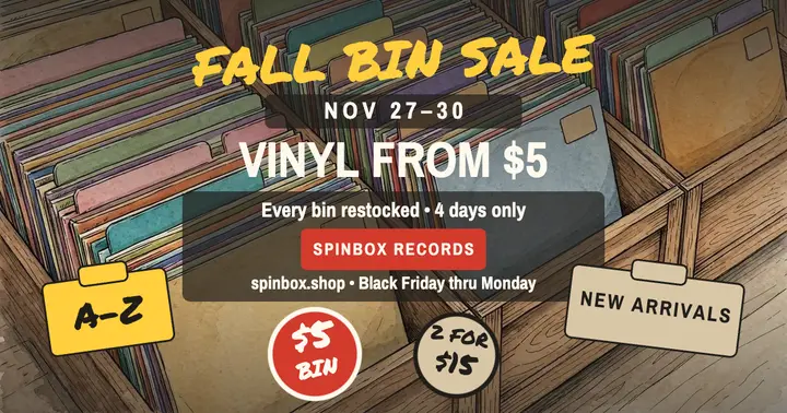 Spinbox Records fall bin sale post template