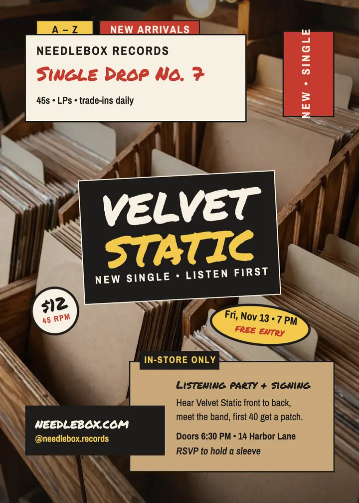 Needlebox single drop invitation template