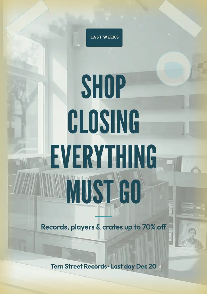 Tern Street Records closing sale flyer: closing sale flyer template