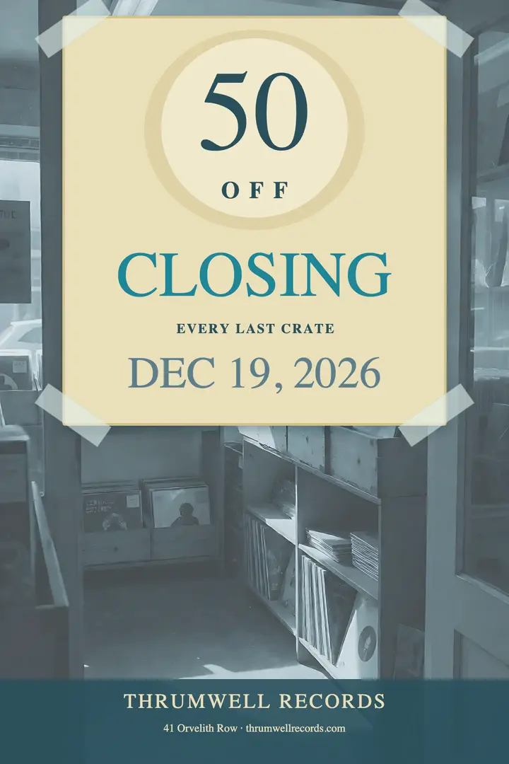 Thrumwell Records closing sale poster template