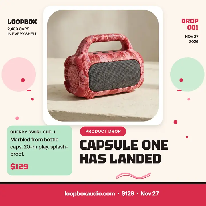 Loopbox Capsule One recycled speaker drop template