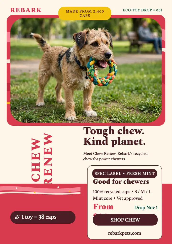 Rebark Chew Renew eco toy flyer template