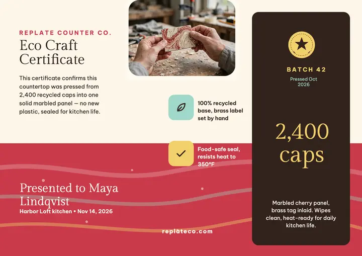 Replate recycled counter certificate template