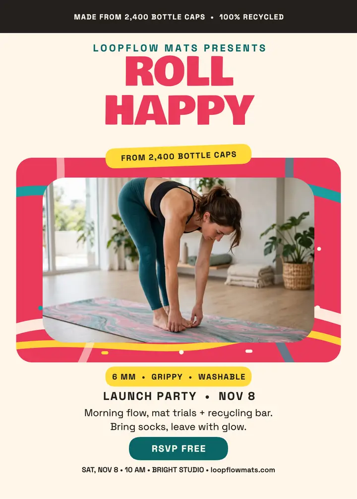 Loopflow recycled mat launch invite template