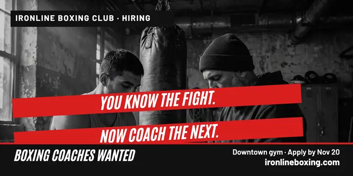 Ironline boxing coaches hiring post template