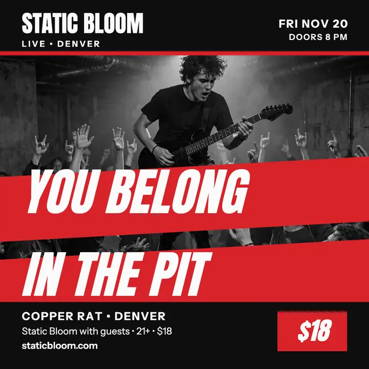 Static Bloom basement punk gig poster template