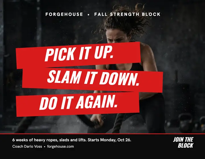 Forgehouse strength challenge red bar flyer: strength challenge flyer template